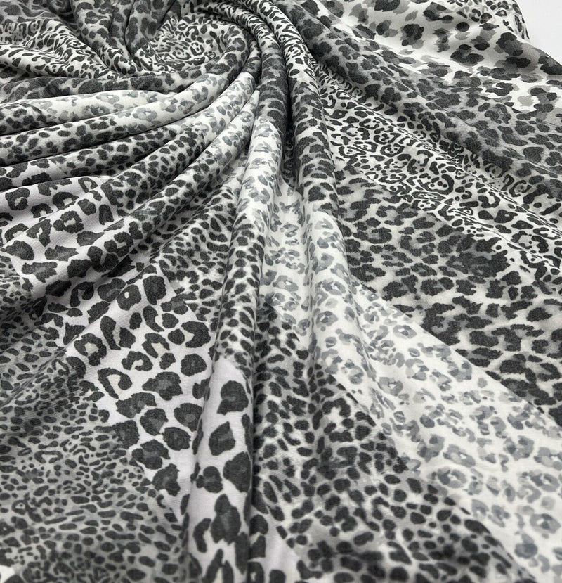 Black & White Animal Diagonal Print Viscose Elastane Fabric