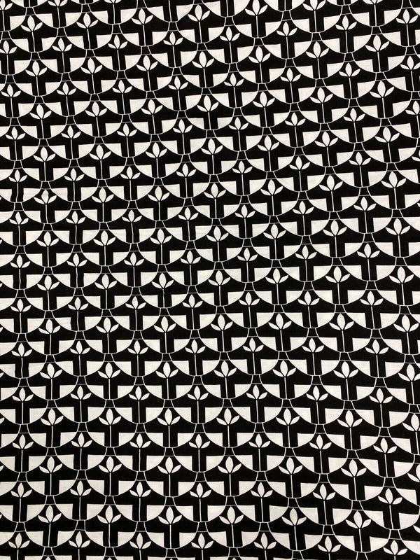 Black & White Geo Print Viscose Elastane Fabric