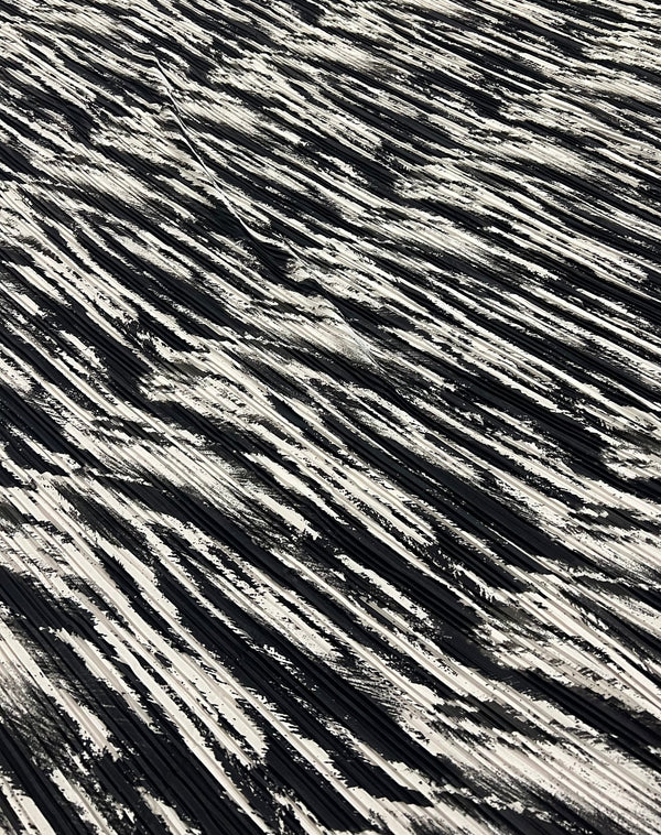 Black White Mix Plisse Pleated Stretch Fabric