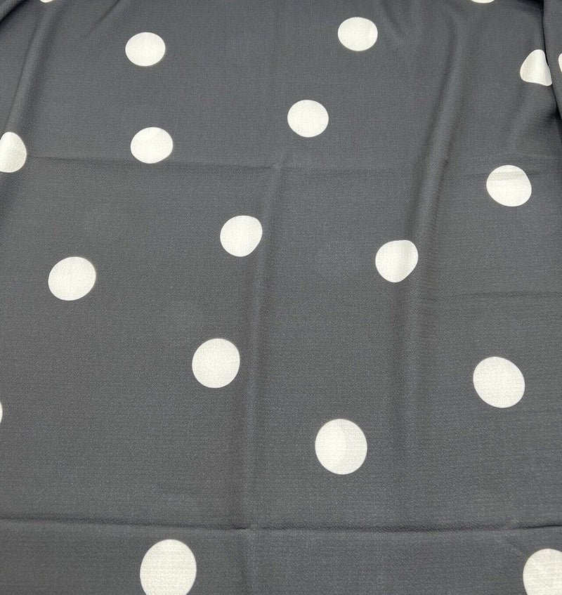 Black White Polka Print Bubble Crepe Non Stretch Fabric