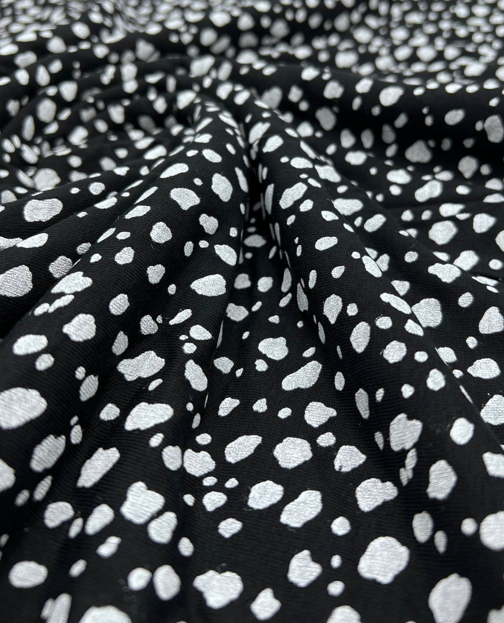 Black White Specs Print Viscose Elastane Fabric
