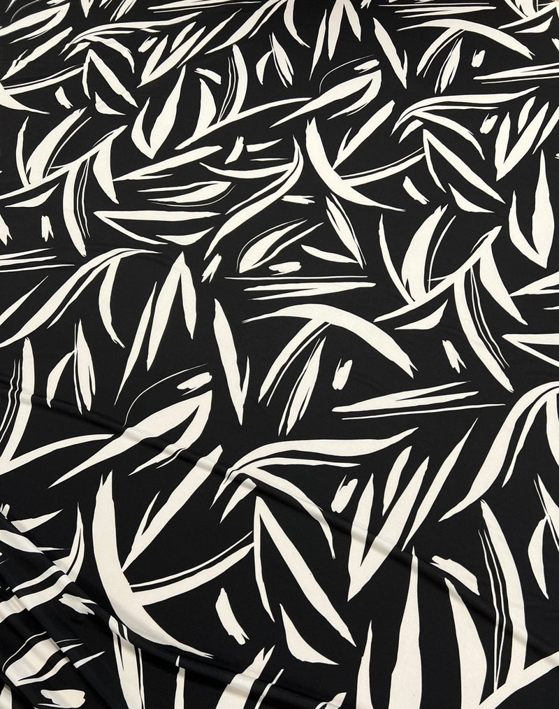 Black White Swirl Print ITY Fabric 2 Way Stretch