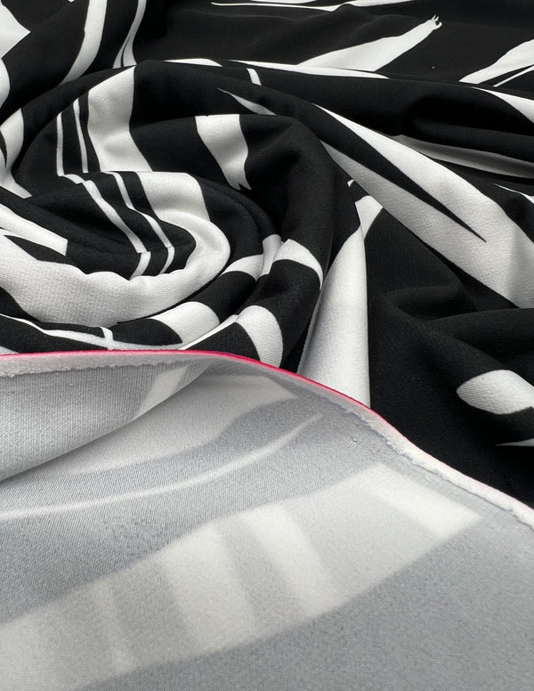 Black White Swirl Print ITY Fabric 2 Way Stretch