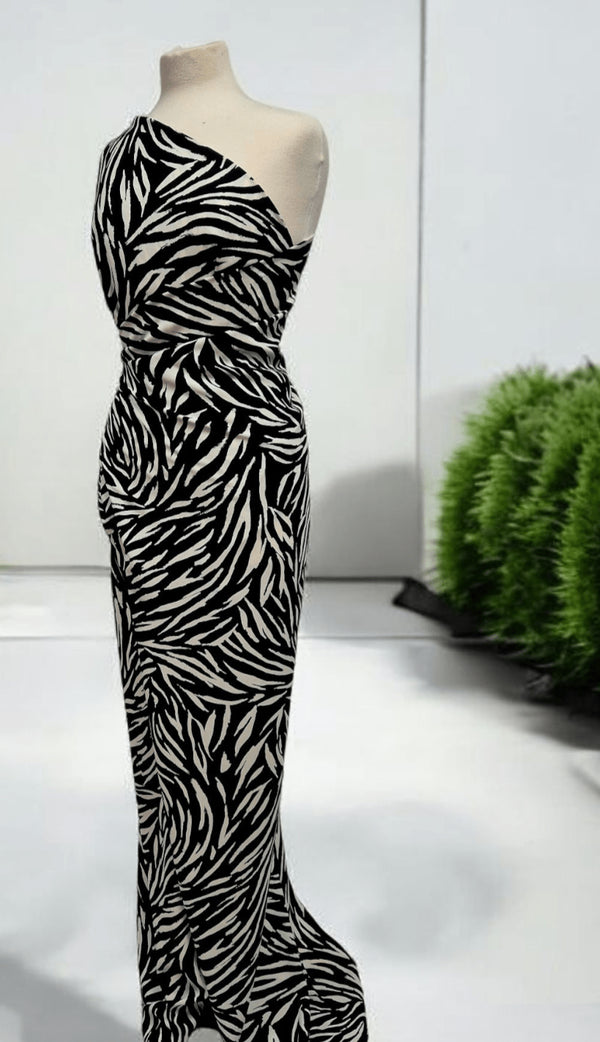 Black White Zebra Animal Lightweight Non Stretch Woven Fabric