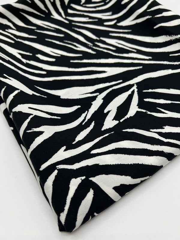 Black White Zebra Animal Lightweight Non Stretch Woven Fabric
