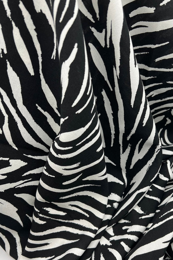 Black White Zebra Animal Lightweight Non Stretch Woven Fabric