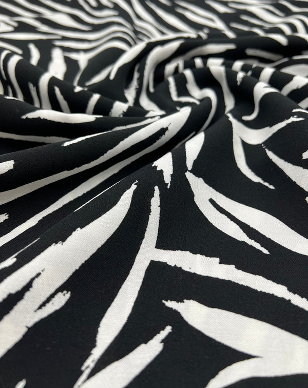 Black White Zebra Animal Lightweight Non Stretch Woven Fabric