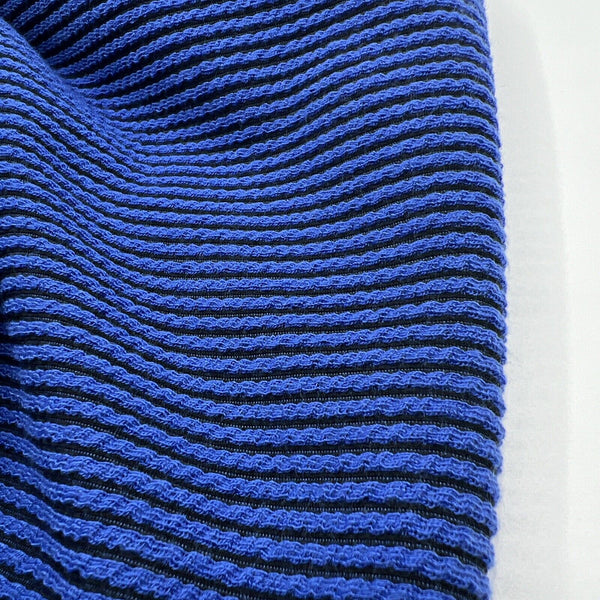 Blue & Black Crinkle Rib Stretch Fabric