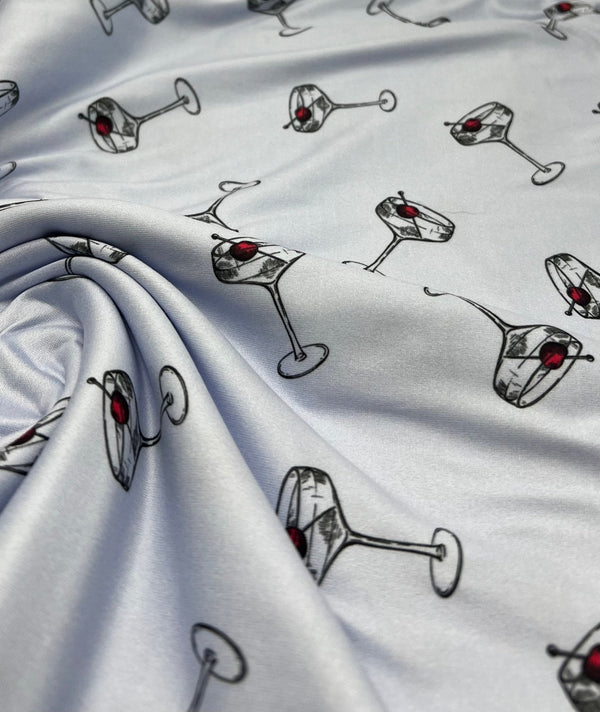 Blue Cocktail Super Soft Print Spun Poly Stretch Fabric