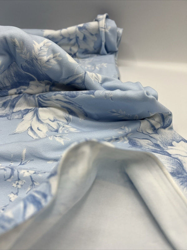 Blue Floral Print Super Soft Spun Poly Stretch Fabric