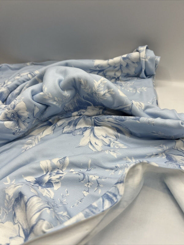 Blue Floral Print Super Soft Spun Poly Stretch Fabric