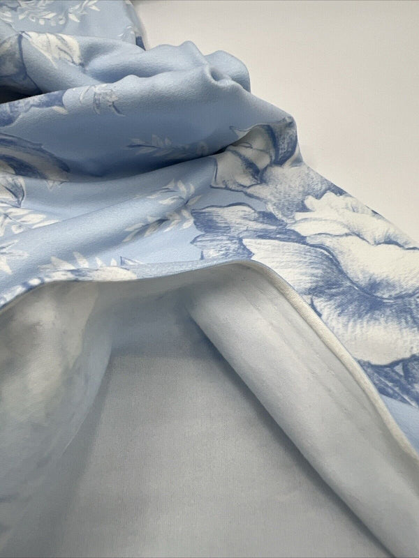 Blue Floral Print Super Soft Spun Poly Stretch Fabric