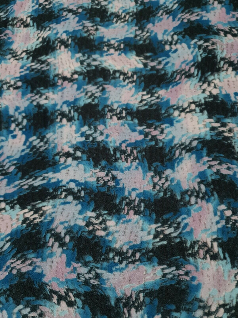 Blue Mix Printed Lightweight Jersey Crepe Fabric 4 Way Stretch