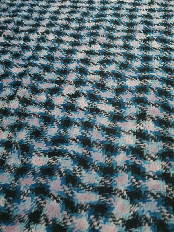 Blue Mix Printed Lightweight Jersey Crepe Fabric 4 Way Stretch