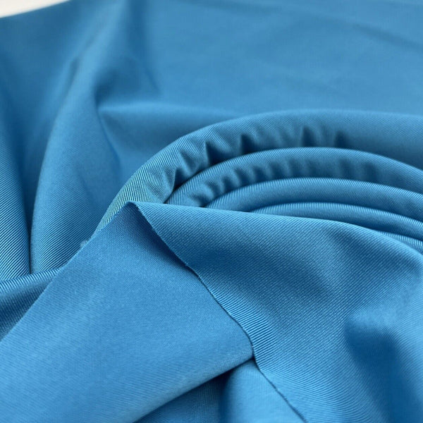 Blue Plain Shiny Soft Touch Slinky 4 Way Stretch Fabric