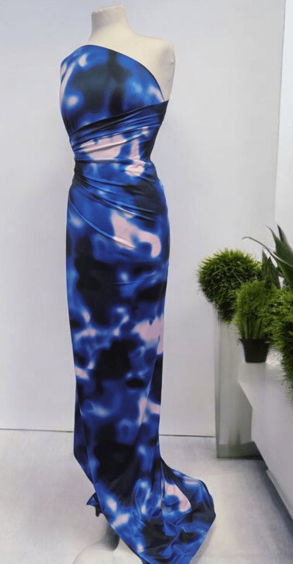 Blue Print Soft Touch Stretch Fabric