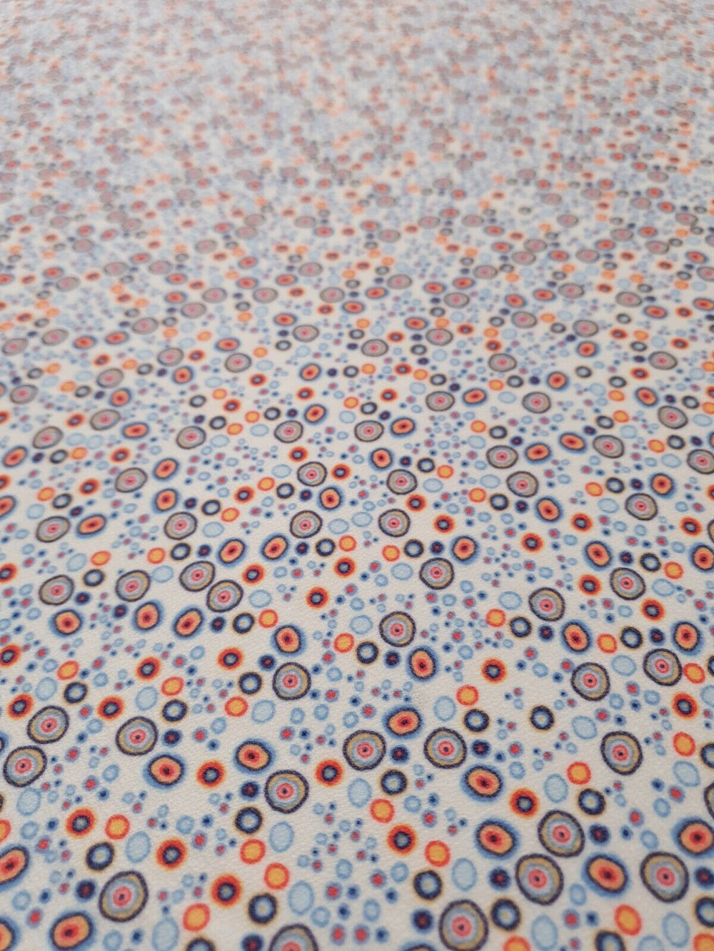 Blue Small Circles Print Lightweigh Jersey Crepe Fabric 4 Way Stretch