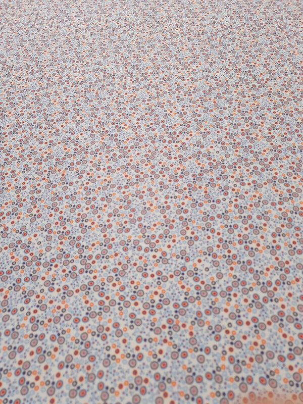 Blue Small Circles Print Lightweigh Jersey Crepe Fabric 4 Way Stretch