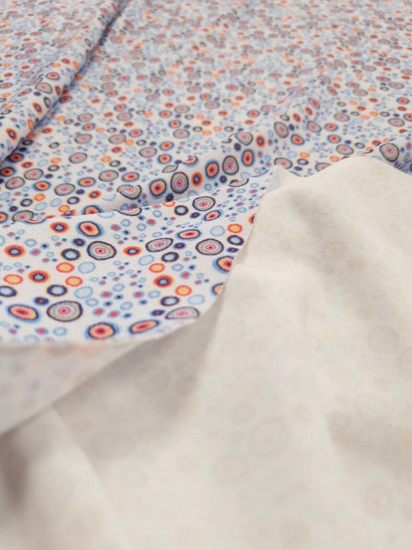 Blue Small Circles Print Lightweigh Jersey Crepe Fabric 4 Way Stretch