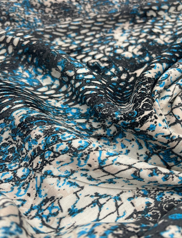 Blue Snake Mix 100% Viscose Non Stretch Fabric