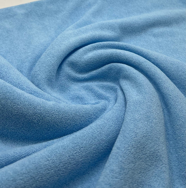 Blue Terry Towelling Polyester Stretch Dress Craft Fabric