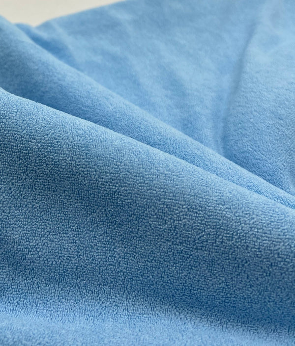 Blue Terry Towelling Polyester Stretch Dress Craft Fabric