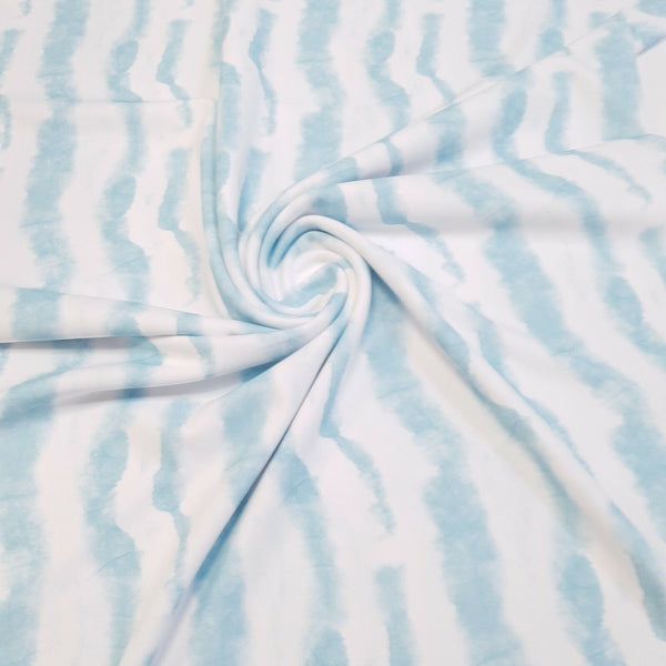 Blue Wave Printed Scuba Crepe Jersey Fabric 4 Way Stretch