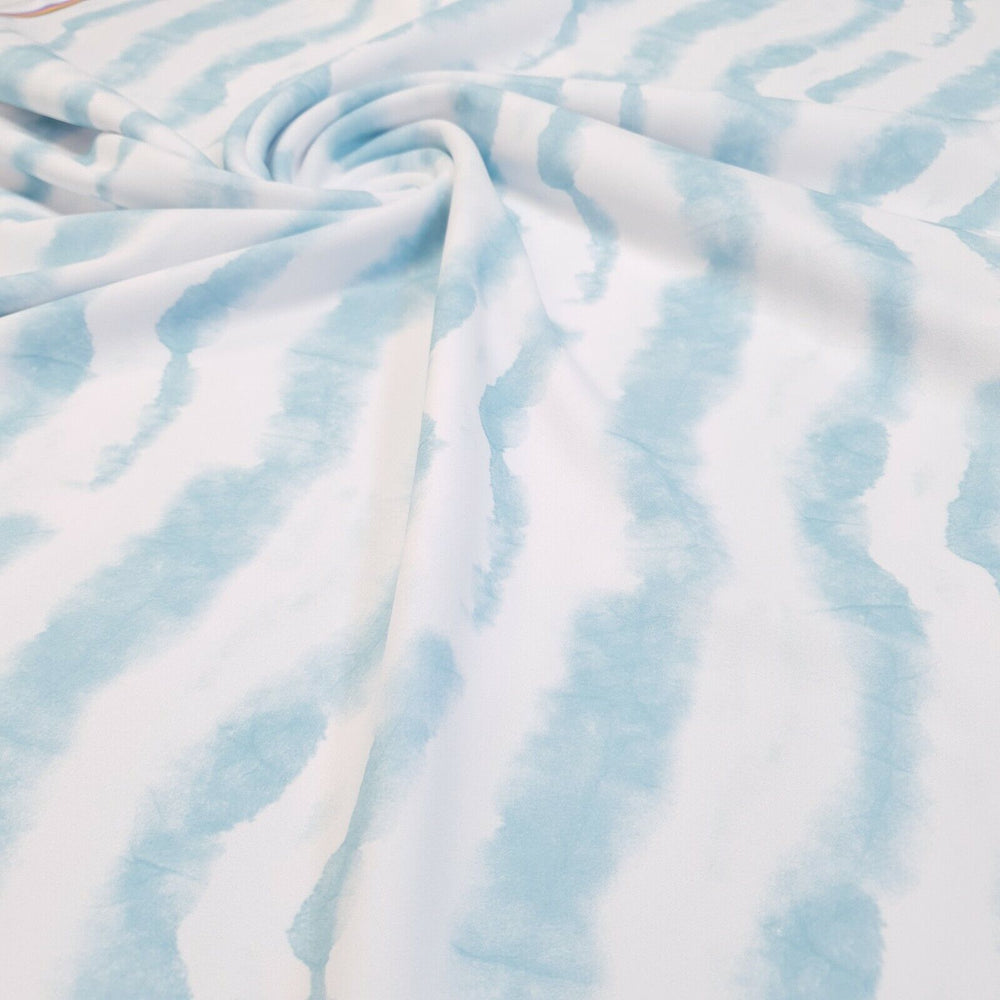 Blue Wave Printed Scuba Crepe Jersey Fabric 4 Way Stretch