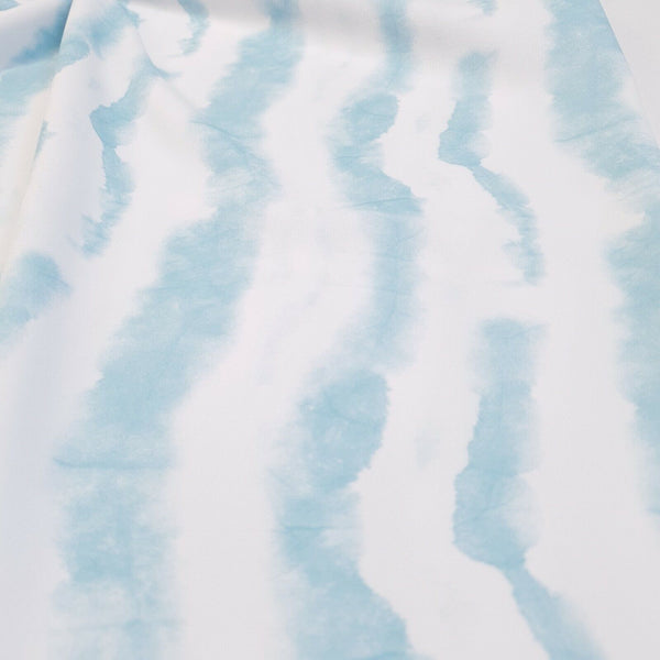 Blue Wave Printed Scuba Crepe Jersey Fabric 4 Way Stretch