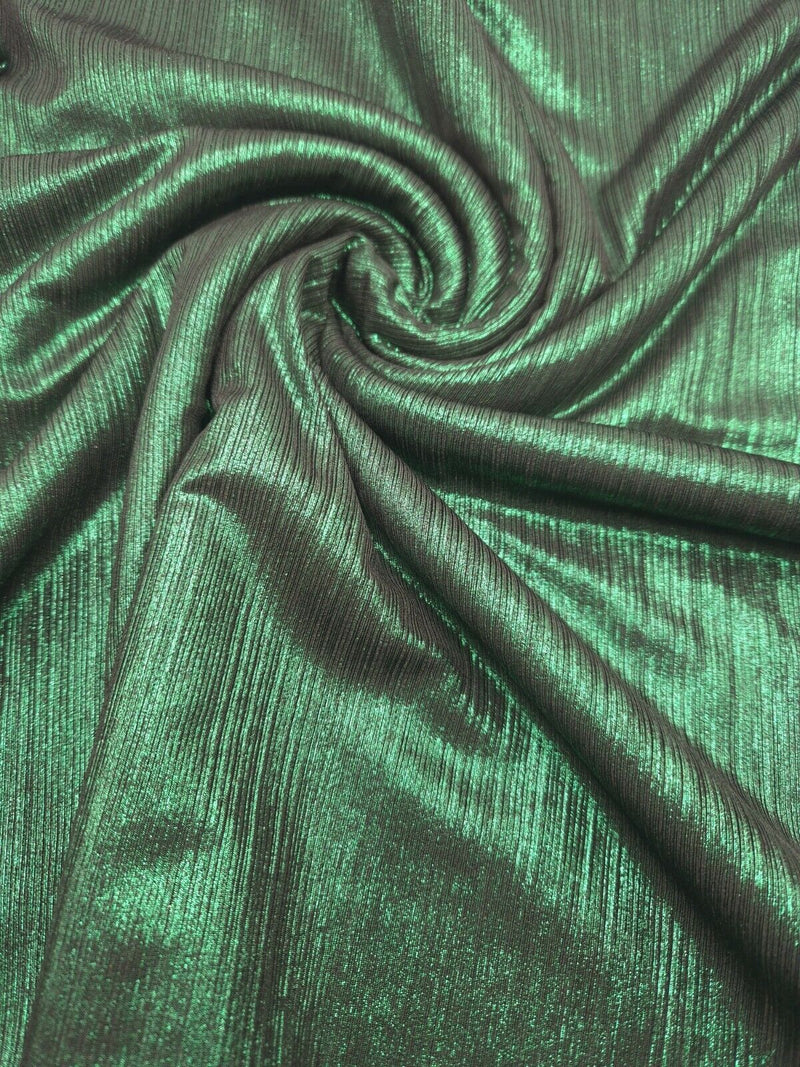 Bottle Green Metallic Foil Rib Fabric