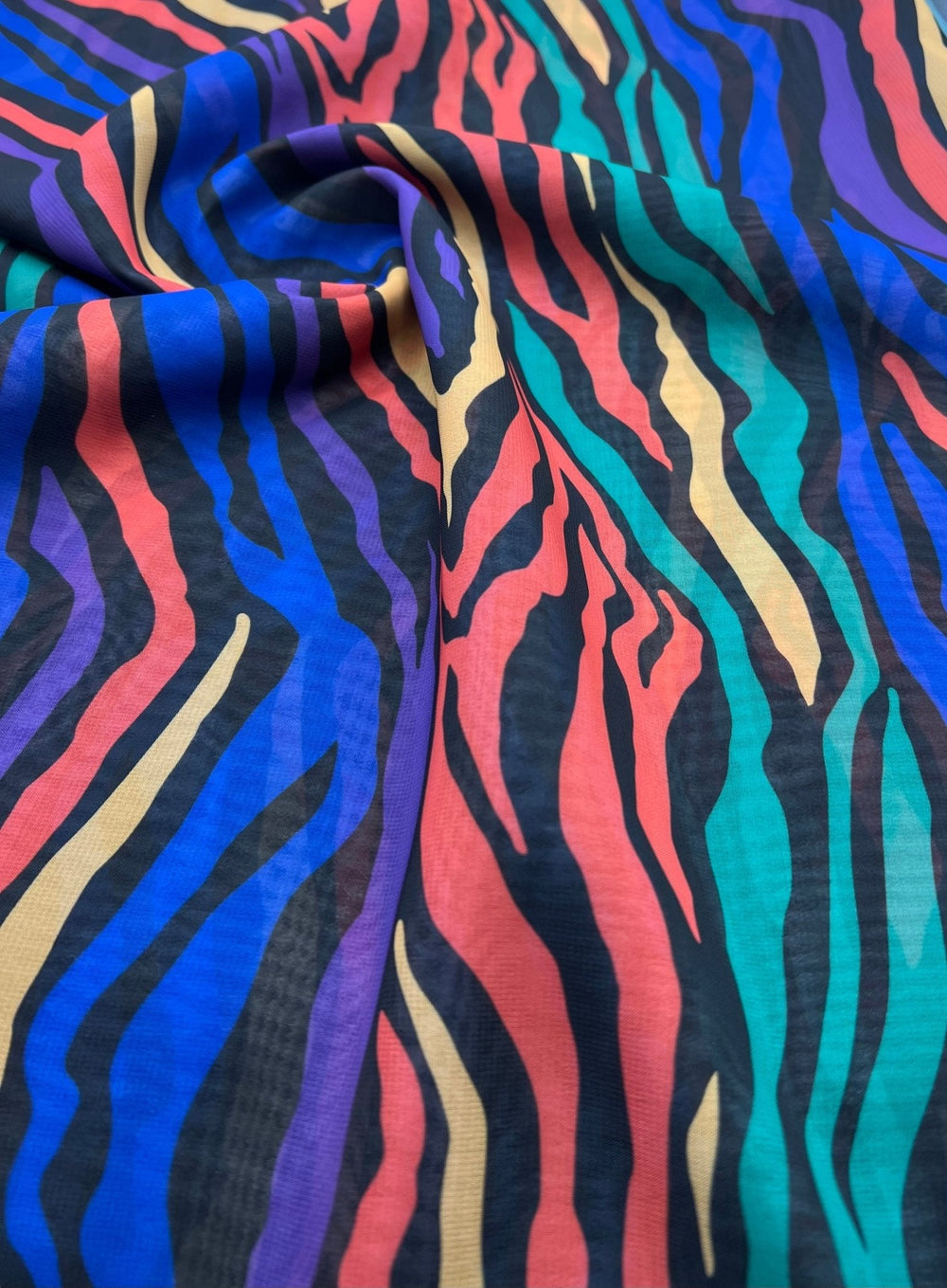 Bright Animal Mix Printed Chiffon Dress Fabric