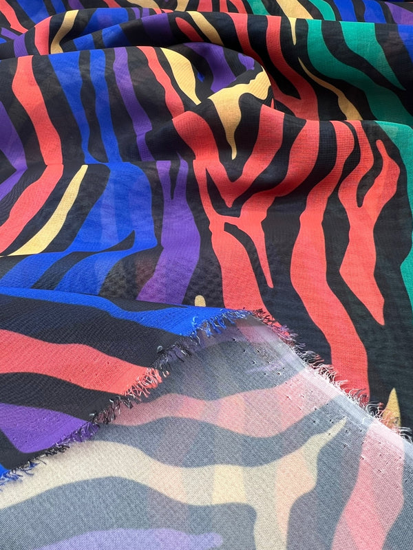 Bright Animal Mix Printed Chiffon Dress Fabric