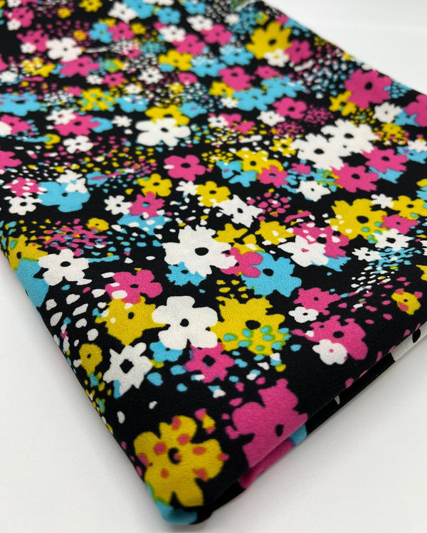 Bright Multi Colour Floral Lightweight Non Stretch Woven Fabric