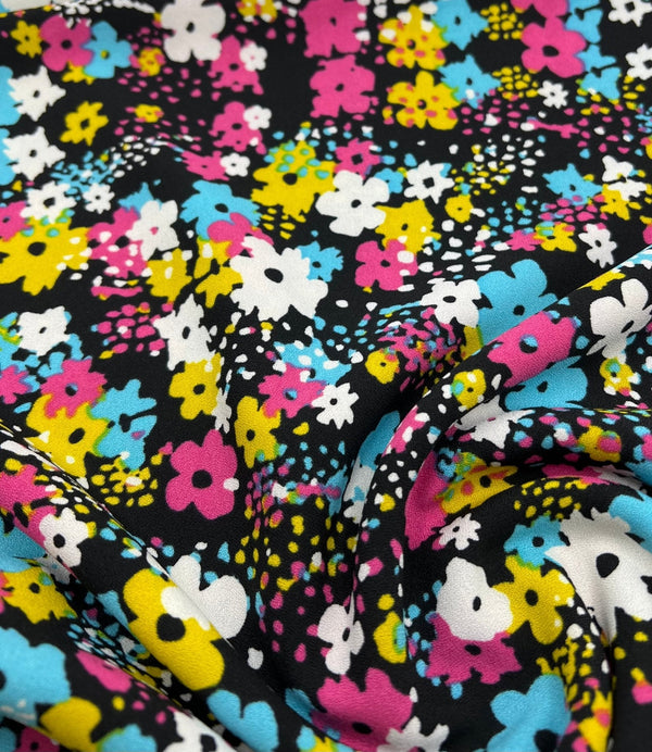 Bright Multi Colour Floral Lightweight Non Stretch Woven Fabric