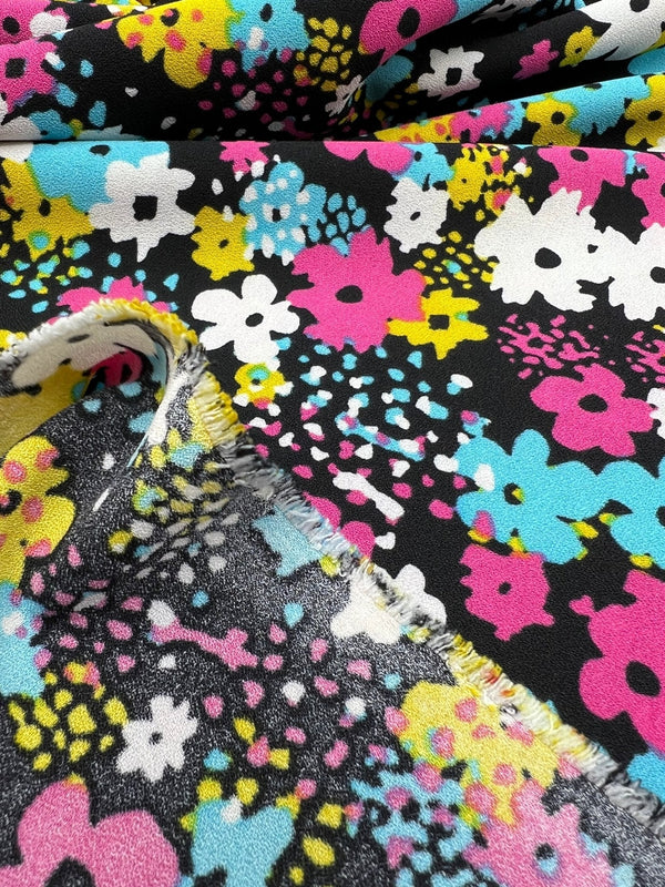 Bright Multi Colour Floral Lightweight Non Stretch Woven Fabric