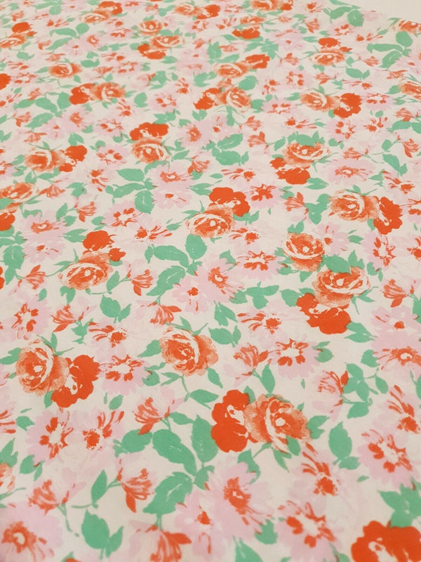 Bright Multi Floral Print Viscose Elastane Fabric