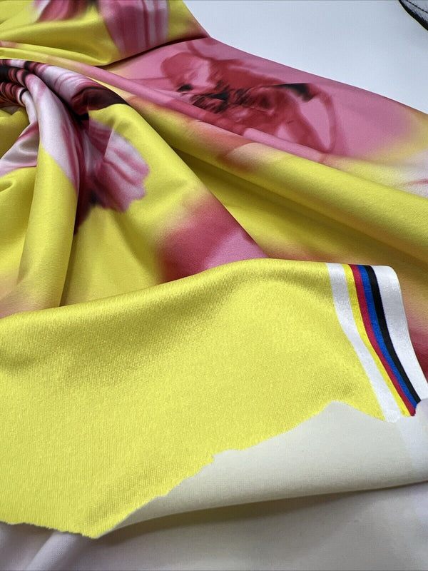 Bright Yellow Floral Print Soft Touch Stretch Fabrics