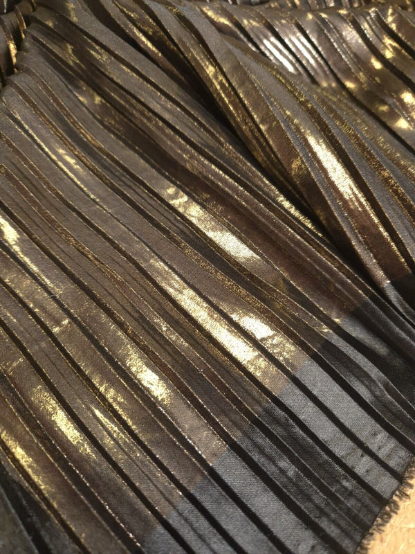 Bronze Metallic Plisse Pleated Stretch Fabric