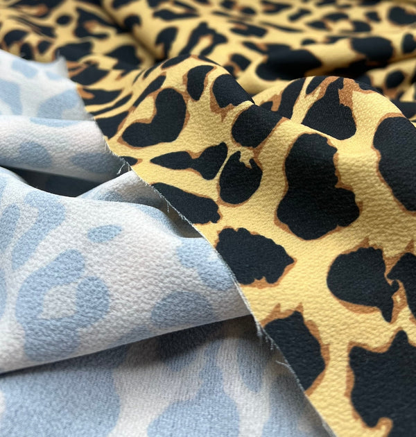 Brown Animal Print Lightweight Bubble Crepe Fabric