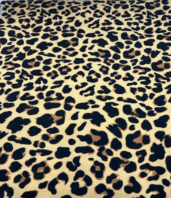 Brown Animal Print Lightweight Bubble Crepe Fabric
