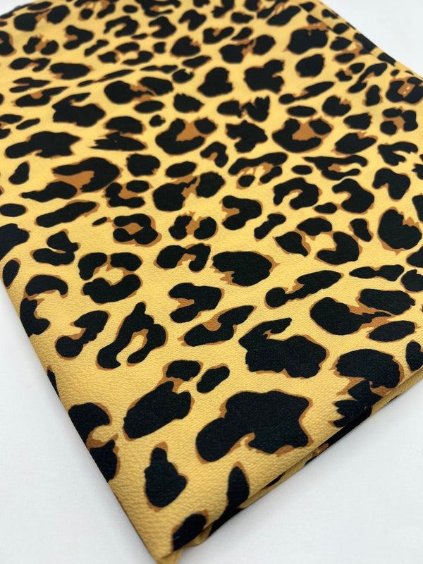 Brown Animal Print Lightweight Bubble Crepe Fabric