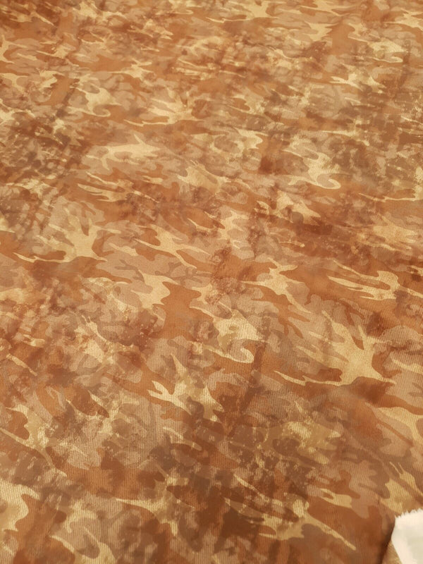 Brown Camo Printed Plain Scuba 4 Way Stretch Jersey Fabric