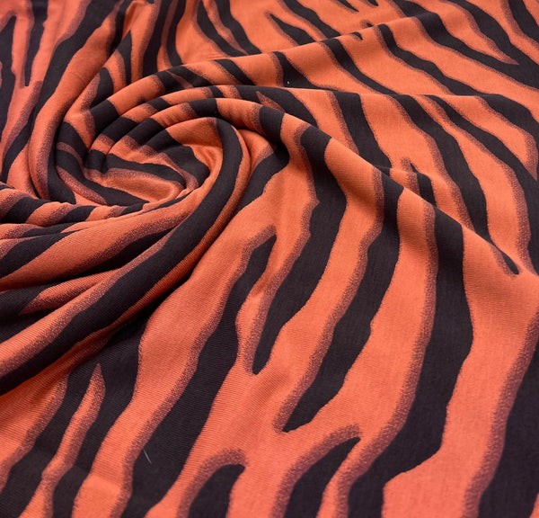Brown Terracota Animal Print Viscose Elastane Fabric
