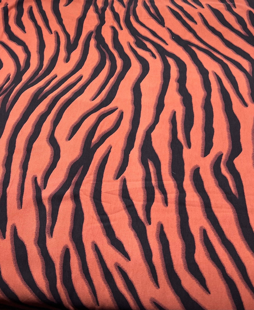 Brown Terracota Animal Print Viscose Elastane Fabric