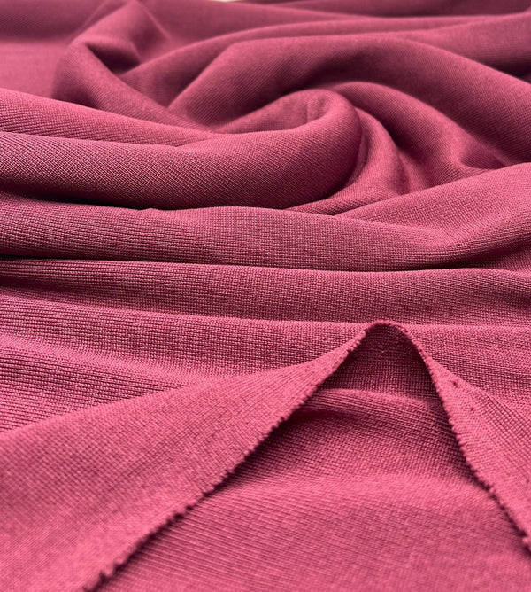 Burgundy Heavy Weight Fine Rib Stretch Fabric 320 GSM