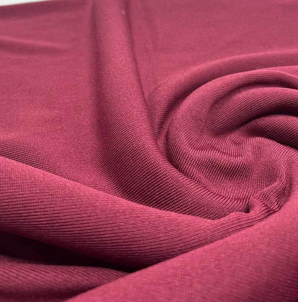 Burgundy Heavy Weight Fine Rib Stretch Fabric 320 GSM