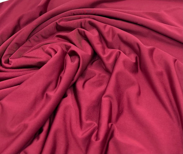 Burgundy Plain Shiny Soft Touch Slinky 4 Way Stretch Fabric