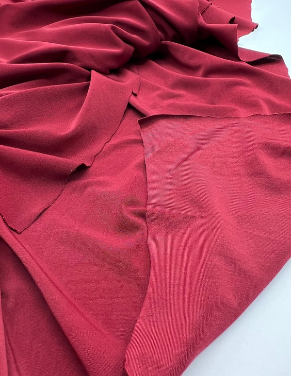 Burgundy Plain Shiny Soft Touch Slinky 4 Way Stretch Fabric