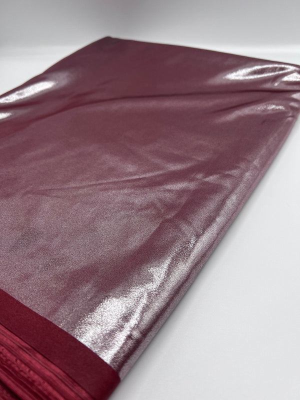 Burgundy Shiny Foil Swimwear / Sportswear 4 Way Stretch Fabric