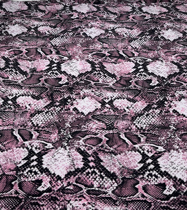 Burgundy Snake Print Soft Touch Stretch Fabric
